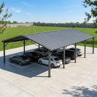 Abri de voiture en acier galvanisé à grande portée avec côtés ouverts pour parking extérieur