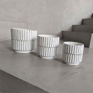 Jardinières et pots de jardin décoratifs ronds nordiques d'intérieur en ciment de grande taille pour la maison - Product Image 3