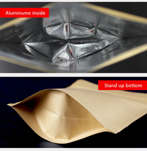 ถุงยืนทำจากคราฟท์แบบไม่มีหน้าต่างสำหรับอาหารกาแฟ<span class=keywords><strong>แป้ง</strong></span>ถั่วพร้อมซิปด้านในอลูมิเนียม - Product Image 4