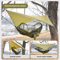 Hamac de camping en plein air E-RIKE, hamac portable en nylon léger, 260x140 cm, hamac personnalisé avec moustiquaire résistante aux moustiques