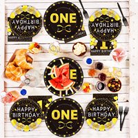 Factory Direct OEM 196 pièces de style moderne 1er kit de décorations de fête d'anniversaire comprend des assiettes serviettes tasses bannière ballons