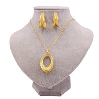 Ensembles de bijoux en or éthiopien 24k grand pendentif collier boucle d'oreille femmes africaines érythrée mariage ensemble de mariée