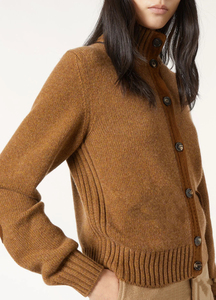 Suéter de <span class=keywords><strong>mujer</strong></span> de talla grande de diseñador personalizado 2025 suéter de punto de Cachemira pantalones cortos longitud botones arriba cuello simulado cárdigan grueso marrón - Product Image 4