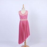 Robe de danse latine en dentelle rose bonbon, maille extensible douce, tenue de danse pour fille, costume de danse lyrique brillant à paillettes pour adulte, performance scénique