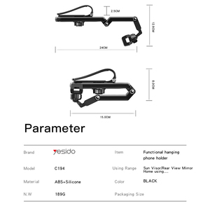 <span class=keywords><strong>C194</strong></span> xe điện thoại núi Sun Visor người giữ điện thoại cho xe phổ Clip 360 độ có thể điều chỉnh điện thoại di động đứng gương chiếu hậu cái nôi - Product Image 5