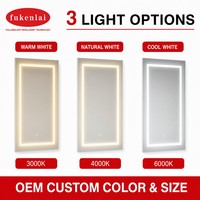 Miroir de salle de bain LED sans cadre Fullkenlight, vertical, intelligent, à intensité variable, tactile, miroir de vanité haut de gamme pour hôtel