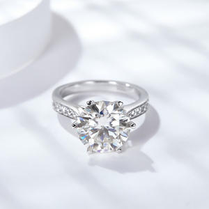 Fabrika toptan 925 ayar gümüş Lab oluşturulan elmas nişan <span class=keywords><strong>Promise</strong></span> yüzükler kadınlar için 5 ct mozanit alyans - Product Image 3