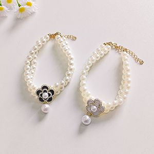 Pet Dog Cat Princess Double-Layer Vintage <b>Flower</b> Pearl Necklace Necklace <b>Sweet</b> Teddy Bichon Yorkshire - Product Image 1