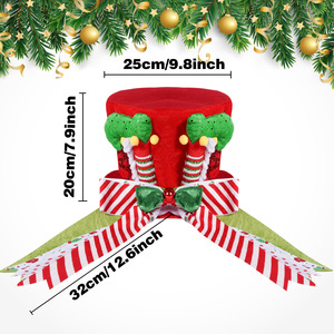 Offre Spéciale : Ensemble de Décorations de Sapin de Noël en Feutre Rouge – Nœud en Ruban Rayé Rouge et Blanc, Ornements Classiques en Peluche pour Noël - Product Image 6