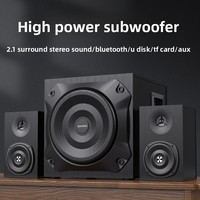 Haut-parleur de bureau en bois pour ordinateur, 21 pouces, avec subwoofer puissant, volume élevé, connectivité USB/AUX/carte TF