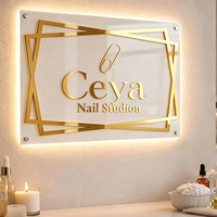 Letrero Acrílico de Alta Calidad, Letras 3D Personalizadas con Iluminación, Letrero Circular Electrónico, Placa con Nombre, Publicidad Comercial, Montado en la Pared