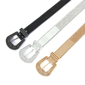 Ceinture en cuir véritable Angelina 3,8 cm 105 cm avec boucle à strass, accessoire de mode décontracté pour femme - Product Image 3