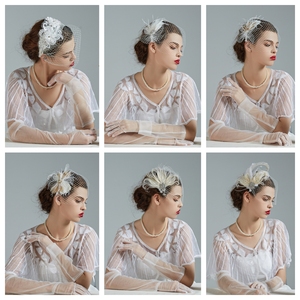 Nouveau bandeau de mariée <span class=keywords><strong>avec</strong></span> voile fil de soie plume Fascinator ornements de cheveux accessoires de <span class=keywords><strong>mariage</strong></span> uniques coiffes coiffure femme - Product Image 3