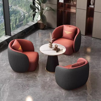 Ensemble de canapés d'attente de luxe moderne pour salon de beauté, chaise de réception de style nordique avec table basse en marbre pour salon de manucure et de coiffure
