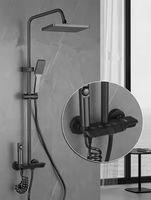 Ensemble de robinetterie de douche à touches de piano grises - Ensemble de robinetterie de salle de bain murale multifonctionnelle pour douche et bain
