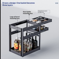 Étagère à Épices de Cuisine Modèle C1505 en Alliage d'Aluminium Luxueux, Panier à Outils Coulissant, Égouttoir à Vaisselle pour Armoire