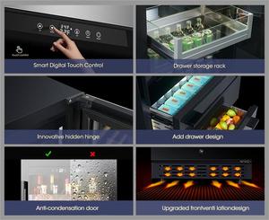 NUELEAD NE-380D Negro, Vinoteca Comercial para Hotel, Control Táctil Digital Inteligente, Estante de Almacenamiento con Cajones, Innovadora Bisagra Oculta - Product Image 6