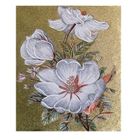 Mosaïque murale décorative florale en verre, design de fleurs découpées à la main, luxe personnalisé, moderne, pour l'intérieur des hôtels