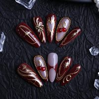 Uñas Postizas Acrílicas de Alta Gama con Cobertura Completa, Estilo Francés, Puntas Largas, Forma de Mariposa, Aplicación con Pegamento, Belleza Personalizada