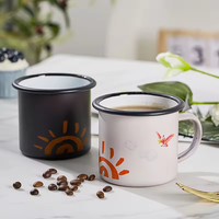 Logo personnalisé 8cm 350ml métal voyage en plein air pique-nique tasse à café Camping émail tasses à café tasse de sublimation changement de couleur tasse magique