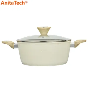 20/22/24/26/28/30cm Beige Soup pot Aluminum Non Stick Coating Cookware Set Cooking Pot