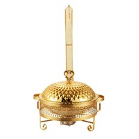 Réchaud à alcool en acier inoxydable pour buffet, motif dentelle, couvercle doré suspendu, pour table de salle à manger d'hôtel et restaurant, vaisselle de luxe léger