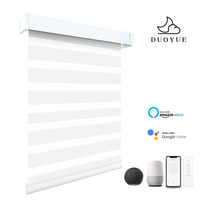 Stores zébrés intelligents motorisés sur mesure, compatibles Alexa et Google, occultants blancs pour fenêtre