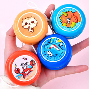Mini yo-yo en bois en forme de tambour, motif dinosaure, jouet rotatif vintage pour enfants, idéal pour les fêtes, commande en gros - Product Image 2