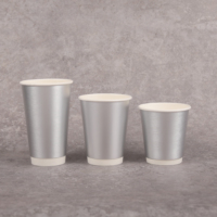 Gobelet en papier à double paroi, or et argent, jetable, isolé, résistant à la chaleur, anti-fuite, pour boissons chaudes, café, lait, 8oz, 10oz, 12oz, 16oz