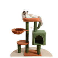 Arbre à chat moderne Cactus, grande tour à chat multi-niveaux avec poteau à gratter en sisal, mobilier pour animaux de compagnie durable, lit esthétique pour chat