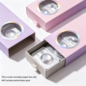 Boîte à tiroir personnalisée en carton pour lentilles de contact avec fenêtre ronde et impression holographique pour 10 à 30 lentilles de contact - Product Image 1
