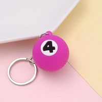 Llavero de PVC con bola de billar de simulación al por mayor, mini llavero de bola para llaveros elegantes, colgante para mochila, regalo