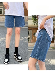 Shorts <span class=keywords><strong>en</strong></span> <span class=keywords><strong>jean</strong></span> pour femmes, style vintage streetwear, taille haute, coupe large et droite, couleur unie, pour l'été - Product Image 4