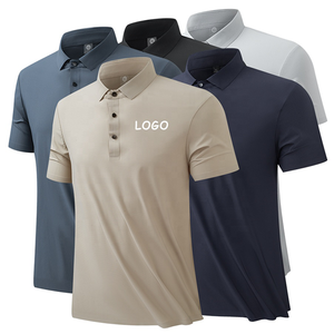 <span class=keywords><strong>Polo</strong></span> da <span class=keywords><strong>uomo</strong></span> estiva in tessuto <span class=keywords><strong>di</strong></span> seta ghiaccio con logo personalizzato, vestibilità slim, colletto senza cuciture, manica corta, personalizzabile con marchio - Product Image 1
