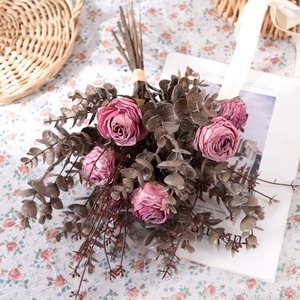 Bouquet de roses brûlées à sec Xizi, fleurs artificielles, décoration de mariage, décoration murale pour la maison, CF01023A - Product Image 2