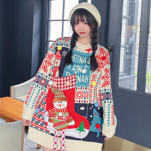 Maglione natalizio Jacquard 2022 per donna maglioni da donna taglie forti addensati <span class=keywords><strong>abito</strong></span> in <span class=keywords><strong>maglia</strong></span> da babbo natale <span class=keywords><strong>rosso</strong></span> maglieria a vento pigro - Product Image 5