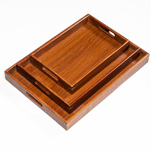 Ebony Wood <b>Tray</b> Rectangular Double Handle For Home Hotel <b>Tea</b> Room Use - Product Image 4