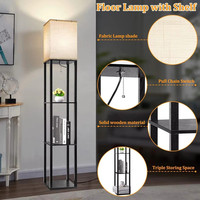 Lampe sur pied en métal avec abat-jour en verre moderne, lampe d'angle noire, éclairage décoratif