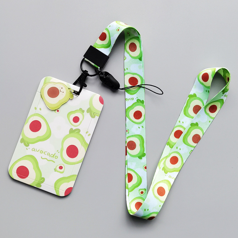 Hot Sale Fashion Fruit Avocado Strawberry Card Holder Custom Anti-Lost Campus Plastic Card Case Promotional Gift Phone Lanyards Image 4