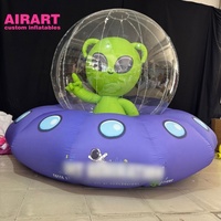 Yüksek kaliteli şişme karikatür ufo maskot gece kulübü uzay parti dekorasyon için sevimli canavar sürücü ile