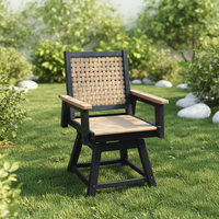 Fauteuil de patio pivotant moderne en PEHD, chaise d'extérieur en plastique recyclé écologique, bicolore, pour jardin, terrasse, véranda, villa, parc
