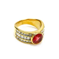 Bague tendance en acier inoxydable doré, large et épaisse, entièrement pavée de zircons transparents étincelants, idéale pour le quotidien et les occasions festives