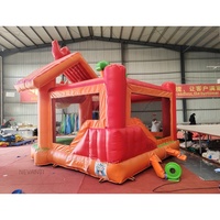 Château gonflable Animal Farm, château de saut à thème ferme orange avec toboggan, maison de jeu gonflable pour fête