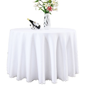 Yantai tongli Round White 100% Polyester Hemmed Cloth Table Cover restaurant solid color round tablecloths