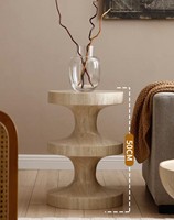ModHomi Moderner Fiberglas-Beistelltisch Travertin-Optik Sanduhr-Endtisch Skulpturaler Runder Couchtisch Hocker Wohnzimmer