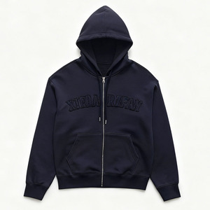 Sudadera Unisex Personalizada con Bordado y Grabado Frontal, 100% Algodón Tejido Transpirable, Cierre de Cremallera, Hombros Caídos, para Invierno y Otoño - Product Image 2