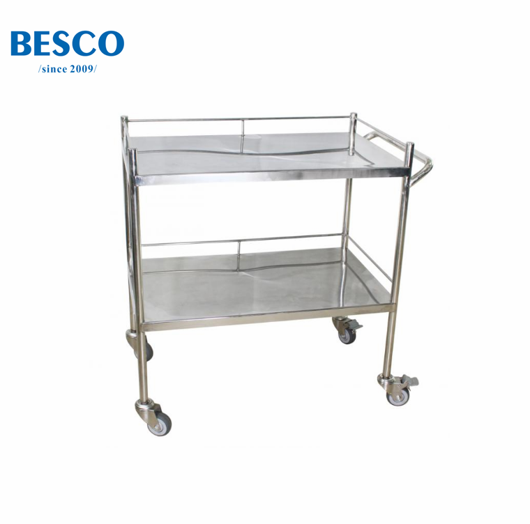 BESCO PM040 Stainless Steel Hospital Trolley Medical Instrument & Dental Clinic Utility Cart for Clinical Analytical Instruments