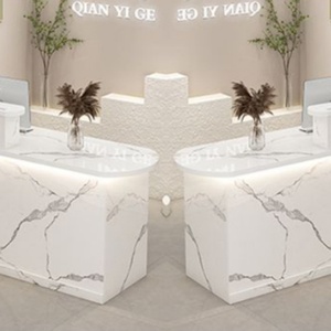 Comptoir de réception de salon de beauté en bois, design moderne pour centre commercial, salle de sport, hôtel, salle à manger, bar, mobilier commercial - Product Image 3