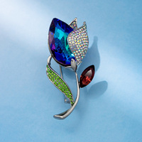XILIANGFEIZI Broche en cristal tulipe de haute qualité, design de niche, accessoire de vêtement et de bijouterie, vente en gros