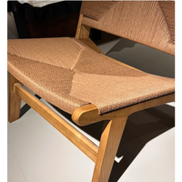 Fauteuil lounge en bois tressé rétro du milieu du siècle, durable et portable, pour salon, extérieur et bureau à domicile, style Asie du Sud-Est